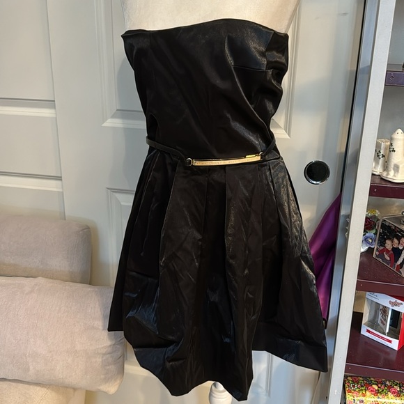 RACHEL ROY BLACK METALLIC GOLD BELT STRAPLESS DRESS SIZE 10 NWT - Picture 6 of 16